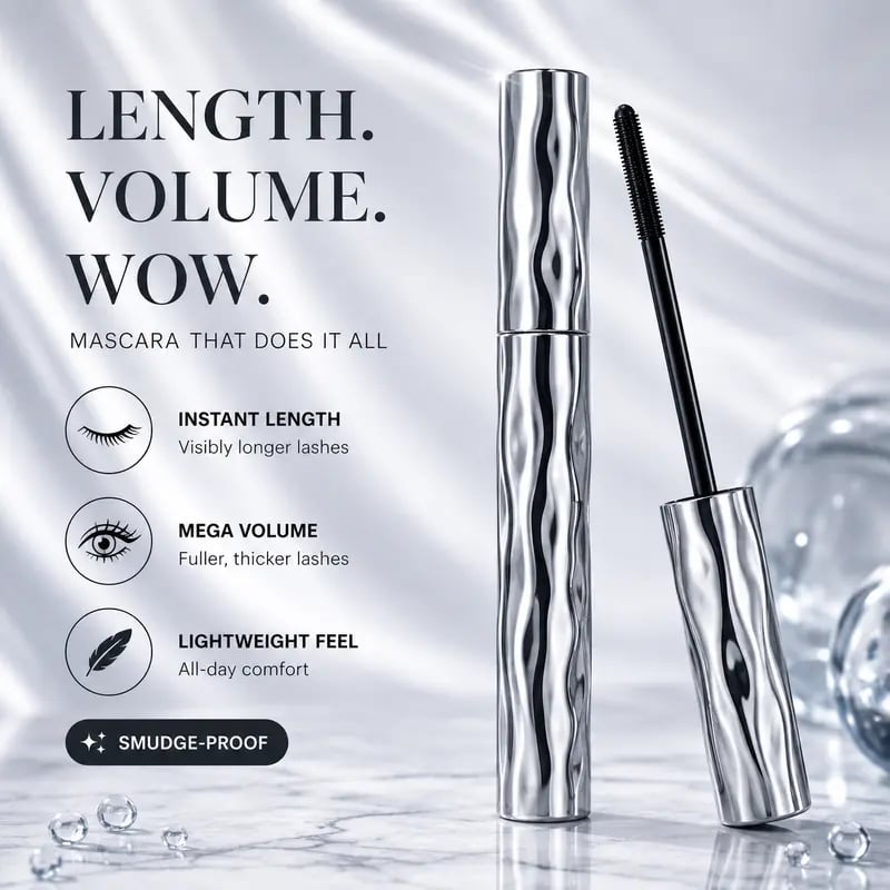 🔥Limited-Time(Buy 1 Get 1 Free)👁️✨Volumizing Lengthening Smudge—Proof Mascara with Nourishing Formula
