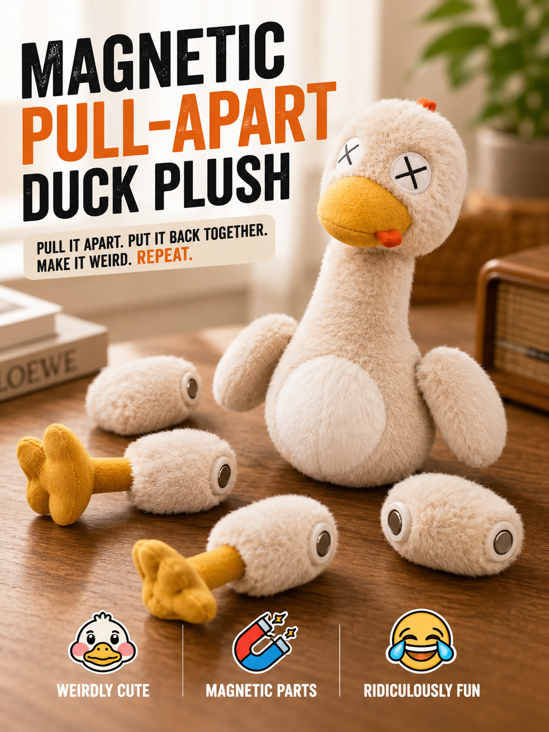 🦆 Magnetic Pull-Apart Duck Plush