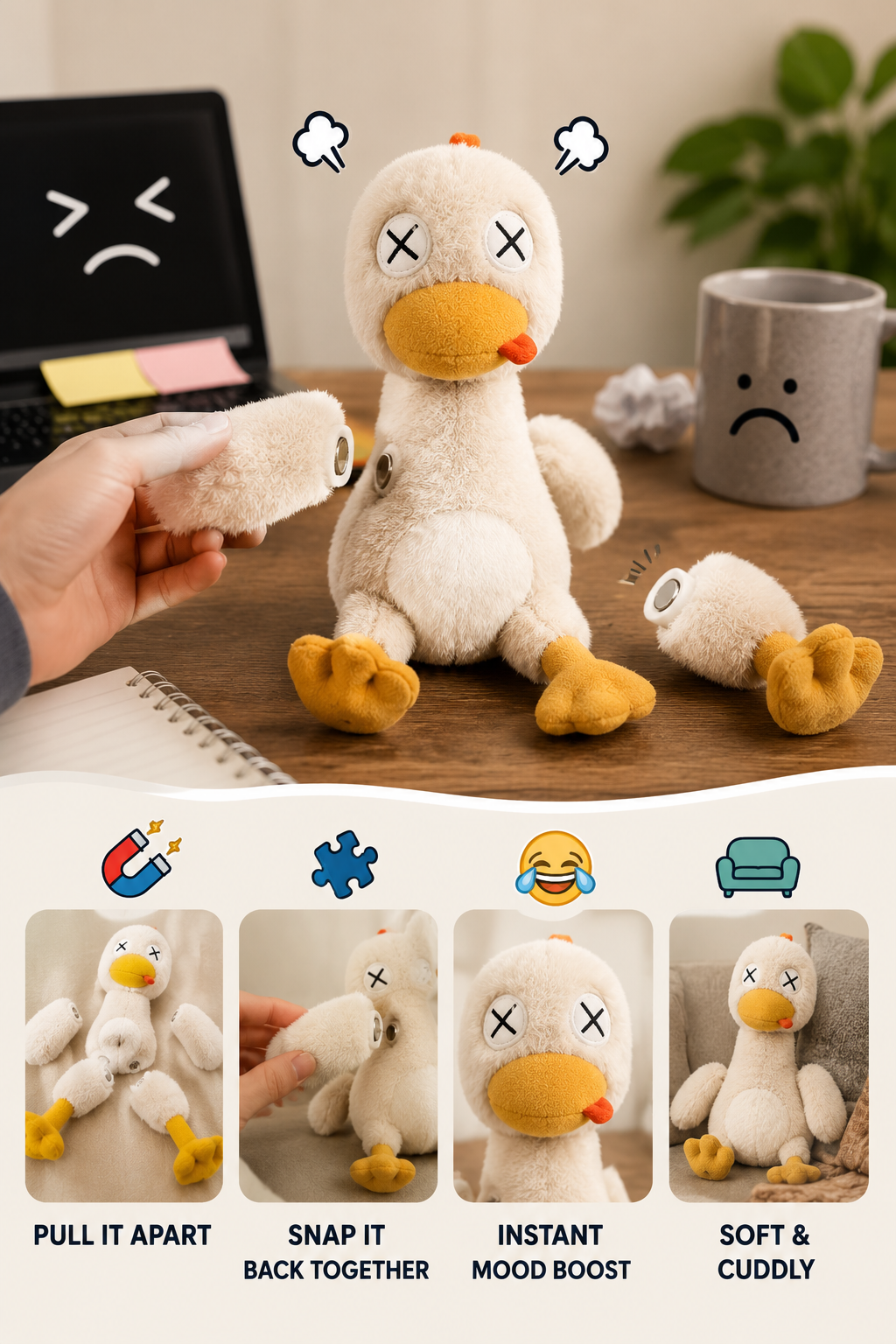 🦆 Magnetic Pull-Apart Duck Plush