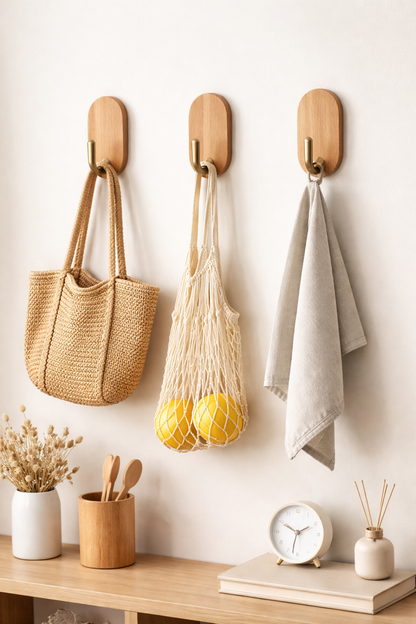 Self-Adhesive Wooden Wall Hook