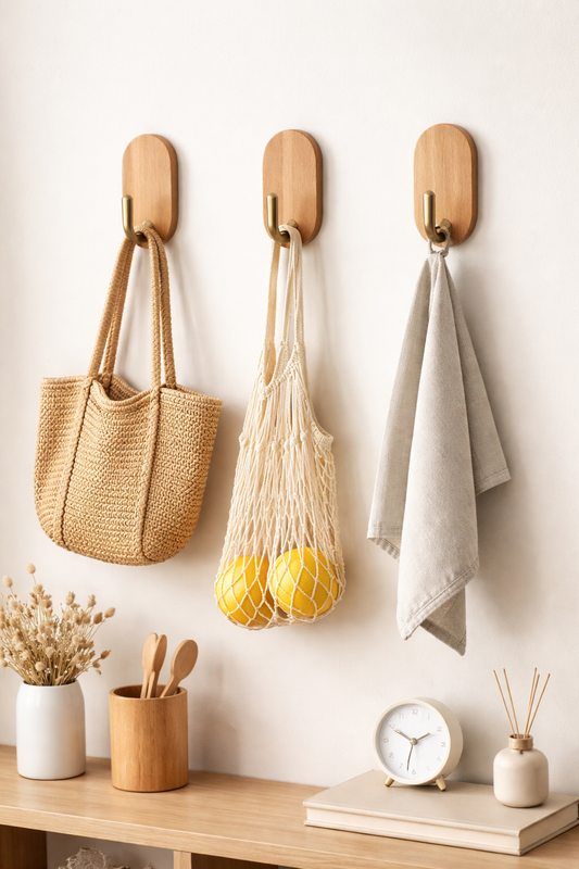 Self-Adhesive Wooden Wall Hook