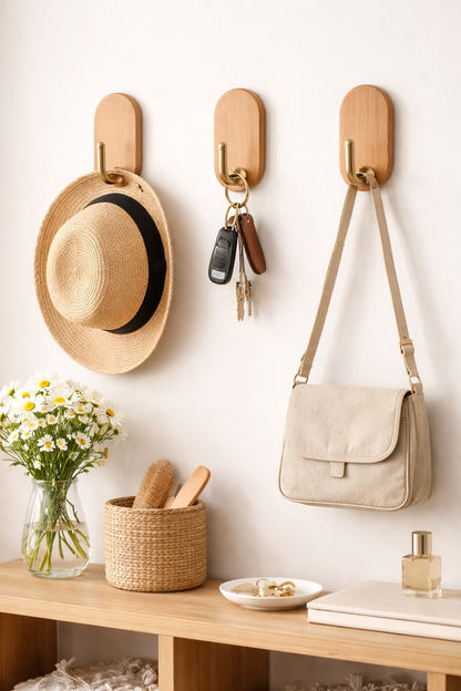 Self-Adhesive Wooden Wall Hook