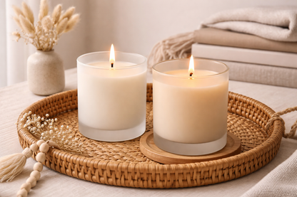 Frosted Glass Candle Set