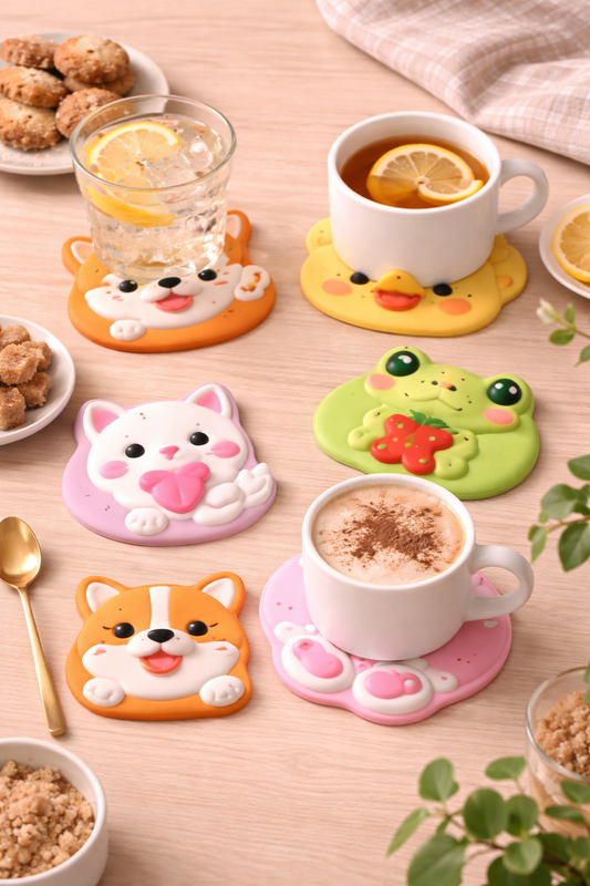 Cute Silicone Coasters Set