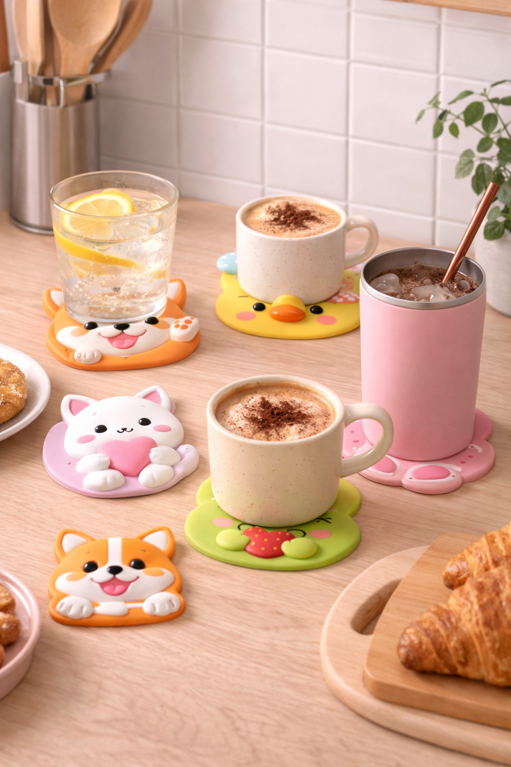 Cute Silicone Coasters Set