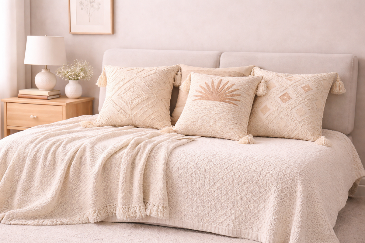 Boho Textured Throw Pillow