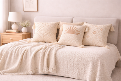 Boho Textured Throw Pillow