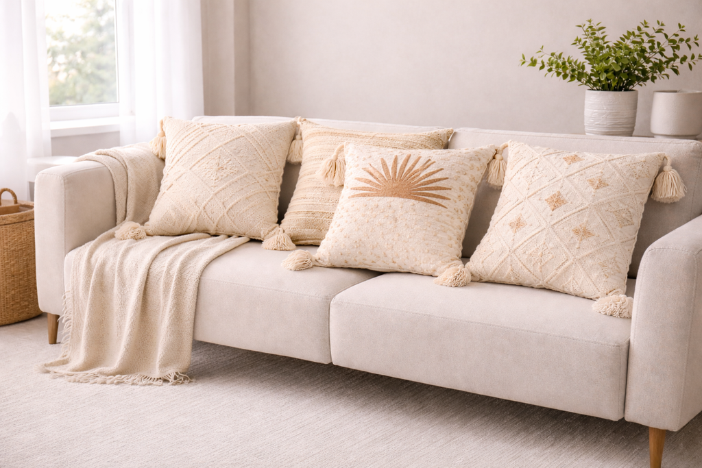Boho Textured Throw Pillow