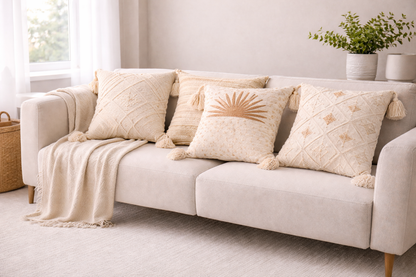 Boho Textured Throw Pillow