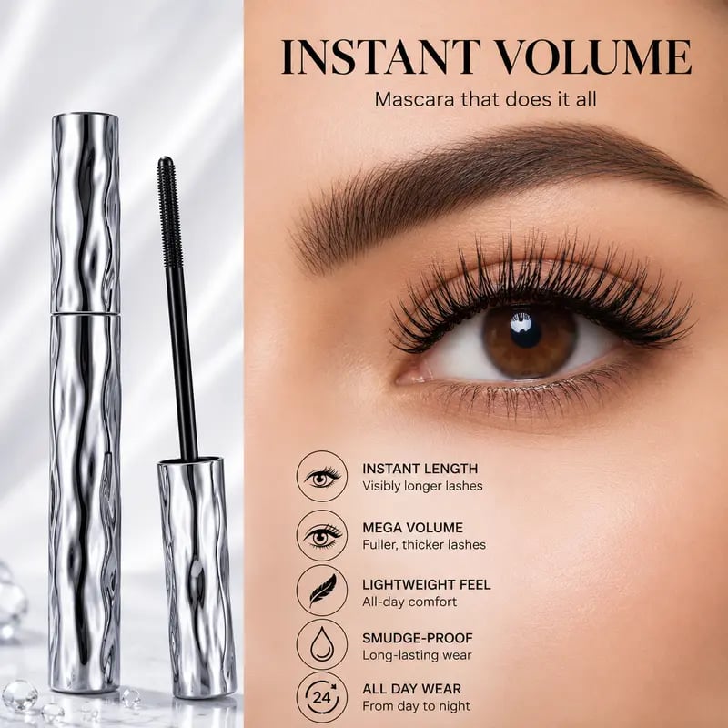 🔥Limited-Time(Buy 1 Get 1 Free)👁️✨Volumizing Lengthening Smudge—Proof Mascara with Nourishing Formula