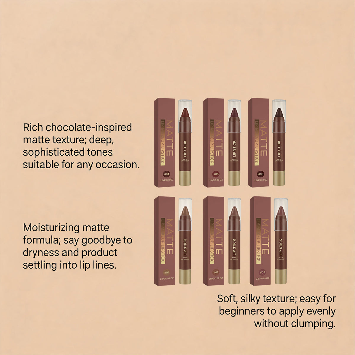 Rich Chocolate Series Matte Lip Gloss