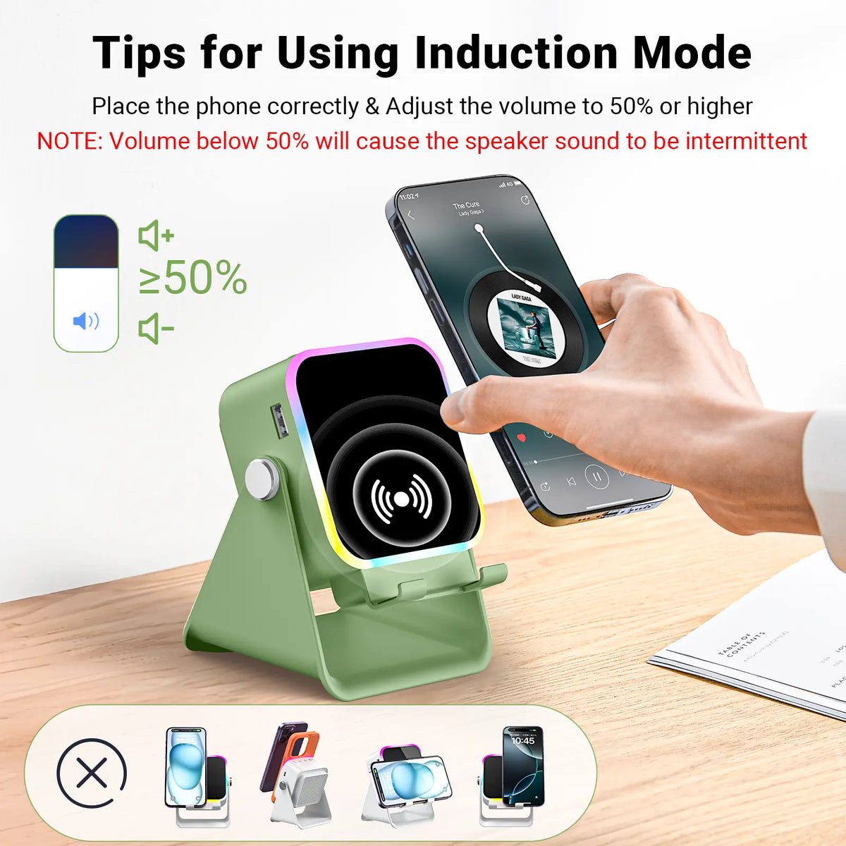📱 Wireless Induction Audio Speaker Stand